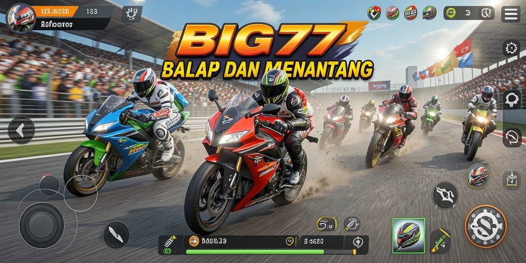 Gameplay menarik dengan balapan motor yang seru dan cepat.