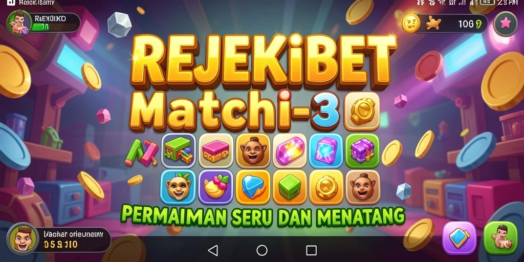 Tampilan gameplay seru dalam permainan Match-3 Rejekibet.