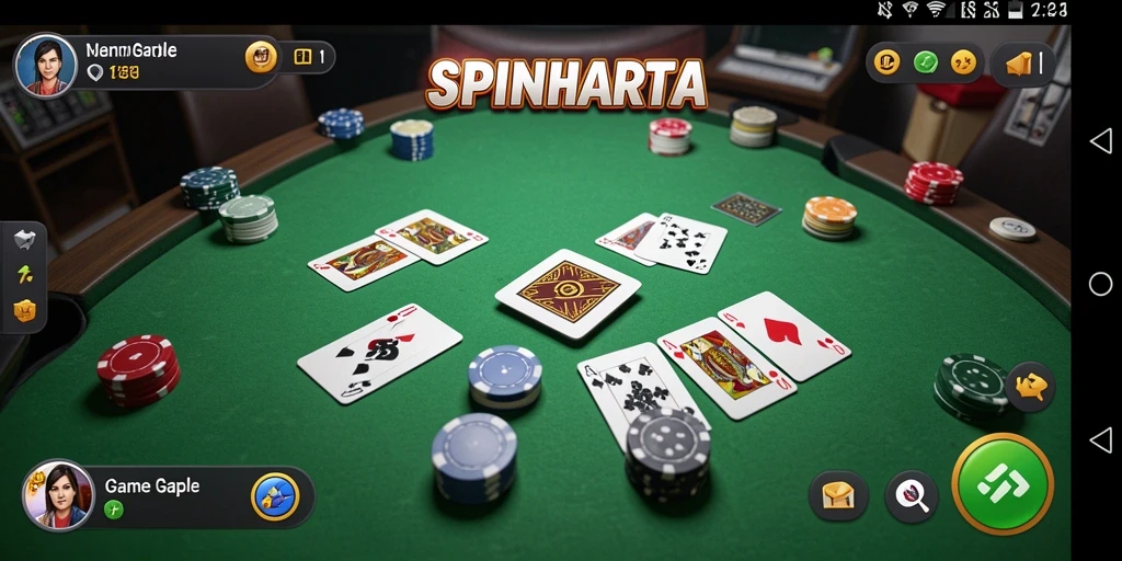Tangkapan layar SPINHARTA memperlihatkan gameplay Gaple yang penuh aksi.