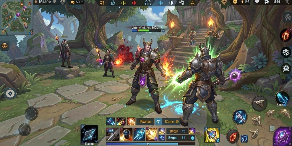 Screenshot gameplay SR996 menampilkan pertarungan epik dalam dunia MMORPG.