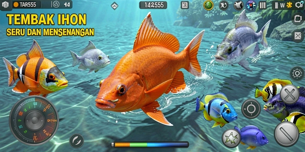 Tampilan gameplay TAR555 yang penuh aksi Tembak Ikan.