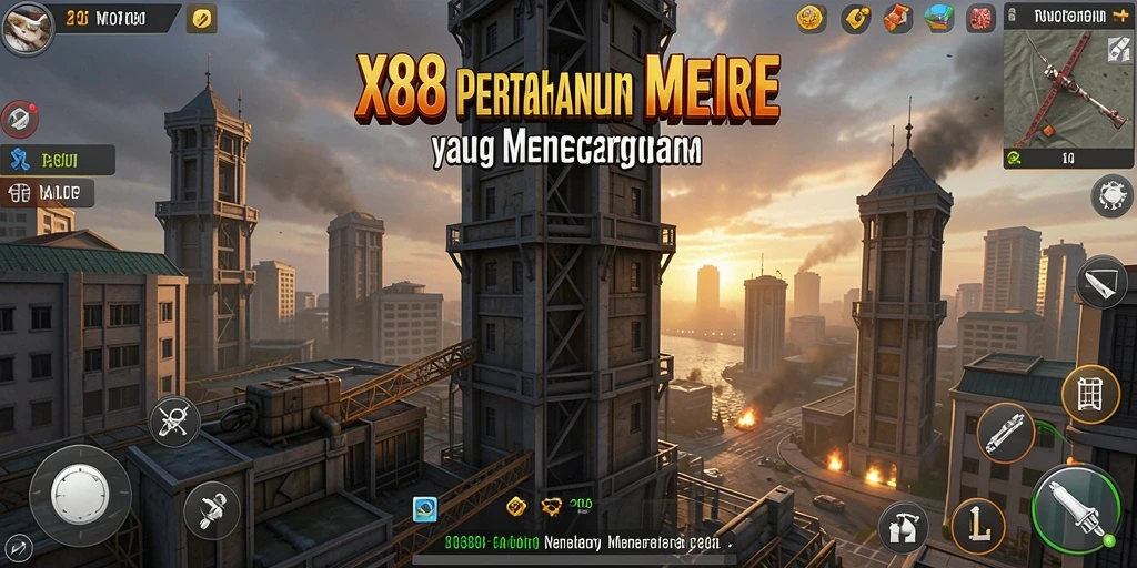 Tampilan gameplay menara pertahanan yang menegangkan di X88.